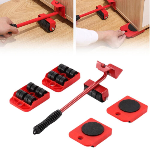 Furniture Mover Tool Set with Adjustable Height Bar and 4