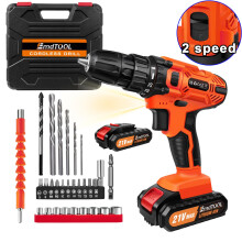 Cordless Drill Driver 21V Li-Ion Battery Electric Bolt Screwdriver,Drill Driver, 25+1 Torque, 45N.m, 2 Speed, LED Light, 29 Accessories
