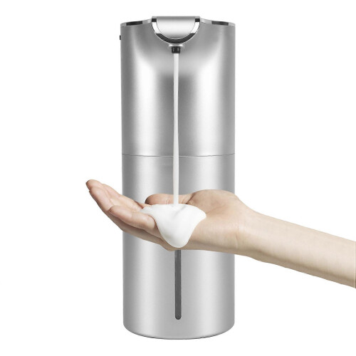 Soap Dispenser Automatic - Touchless USB Rechargeable Electric Foam Soap Dispenser Adjustable Waterproof 450 ML Silver