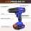 Cordless Drill Driver 21V, 45N.m Electric Combi Drill with Battery, 25+1 Torque, 26PCS Accessories, 2 Variable Speed, LED Work Light 3