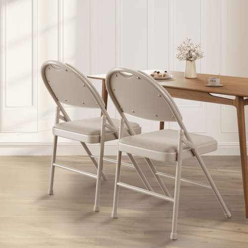 Chaises pliantes robustes en lin avec coussins, lot de 2 1
