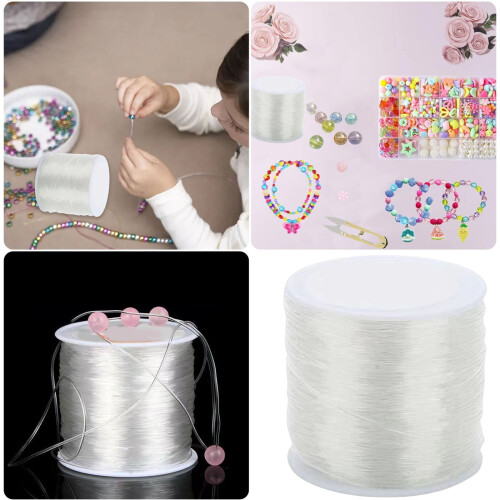 Clear Bead Cord Elastic Thread 328ft 1mm 1