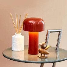 Lampe de table champignon LED rouge, sans fil, rechargeable, tactile, 3 niveaux de luminosité pour chambre et bureau