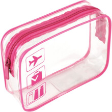 Transparente, TSA-zugelassene Reisetasche (1 Liter), kompatibel mit Flughafensicherheitskontrollen, schwimmende Kosmetik- und Duschtasche, Rot, 1