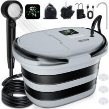 Spopal 13000mAh Camping Shower,2026 Upgraded [20L Collapsible Bucket + Integrated Pump] in One,IPX8 Waterproof Rechargeable Portable Shower