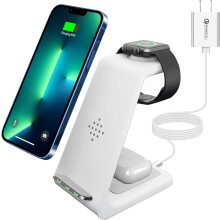 Bezdrôtová rýchlonabíjačka Qi 3v1 pre iPhone 13/12/11/X/8, kompatibilná s Apple Watch