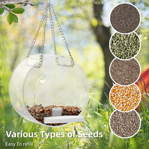 Window Bird Feeder with Suction Cup Round Clear 2