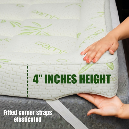 Single Bamboo Mattress Topper 10cm 1000 GSM 2