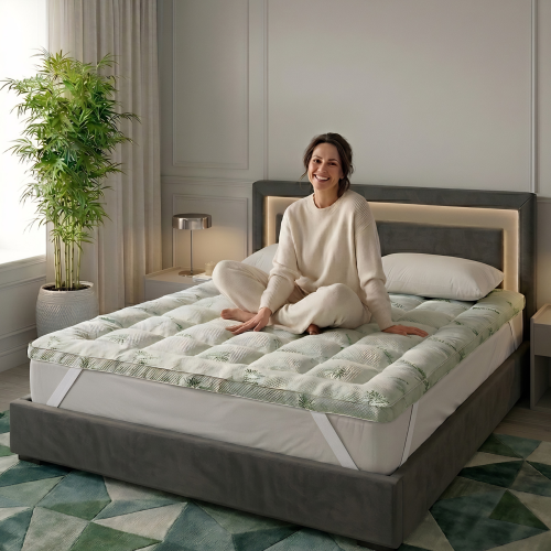 Single Bamboo Mattress Topper 10cm 1000 GSM 1