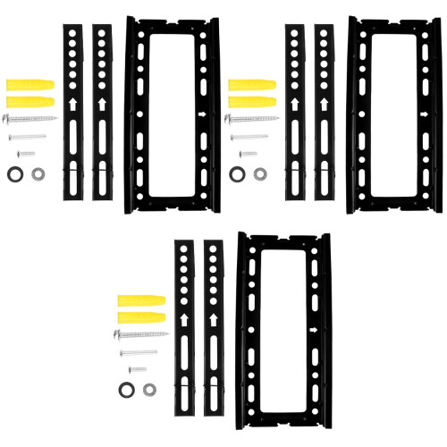 3Pièces Support TV Acier Noir Double Crochet Sécurisé 1