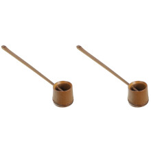 2Pcs Brown Bamboo Kitchen Ladle Tea Ceremony Water Scoop