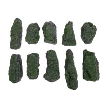 10Pièces Rochers Décoratifs Bois Vert Faux Paysage Miniature Diorama
