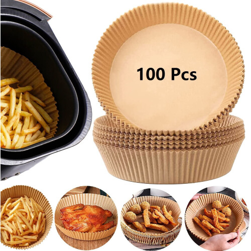 Pappersfoder för airfryer, 100 st, 20 cm runda, non-stick-beläggningar