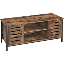 Mueble de TV soporte para televisión con estanterías y armarios de almacenamiento con puertas persianas para salón