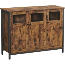 Buffet haut - Helloshop26 - Meuble de rangement avec placard 3 portes - Style industriel