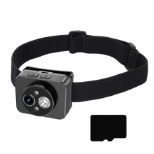 Hodemontert 1080P actionkamera med 120 linse og LED-lys