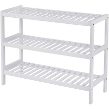 estante para sapatos estante de armazenamento 3 níveis em bambu 70 x 26 x 55 cm branco