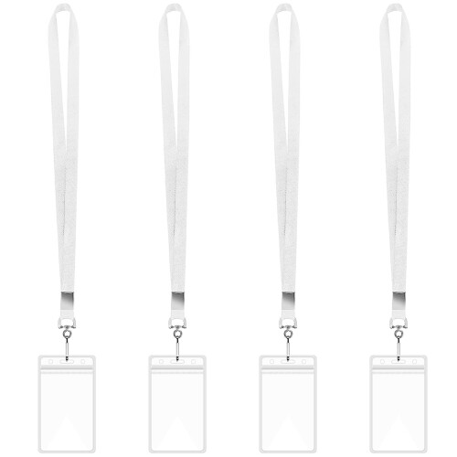 Șnur cu suport vertical transparent pentru insignă, pachet de 4