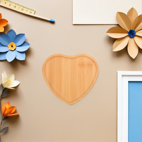 2Pcs Durable Bamboo Heart Craft Base for DIY Mosaic Coaster Making 2