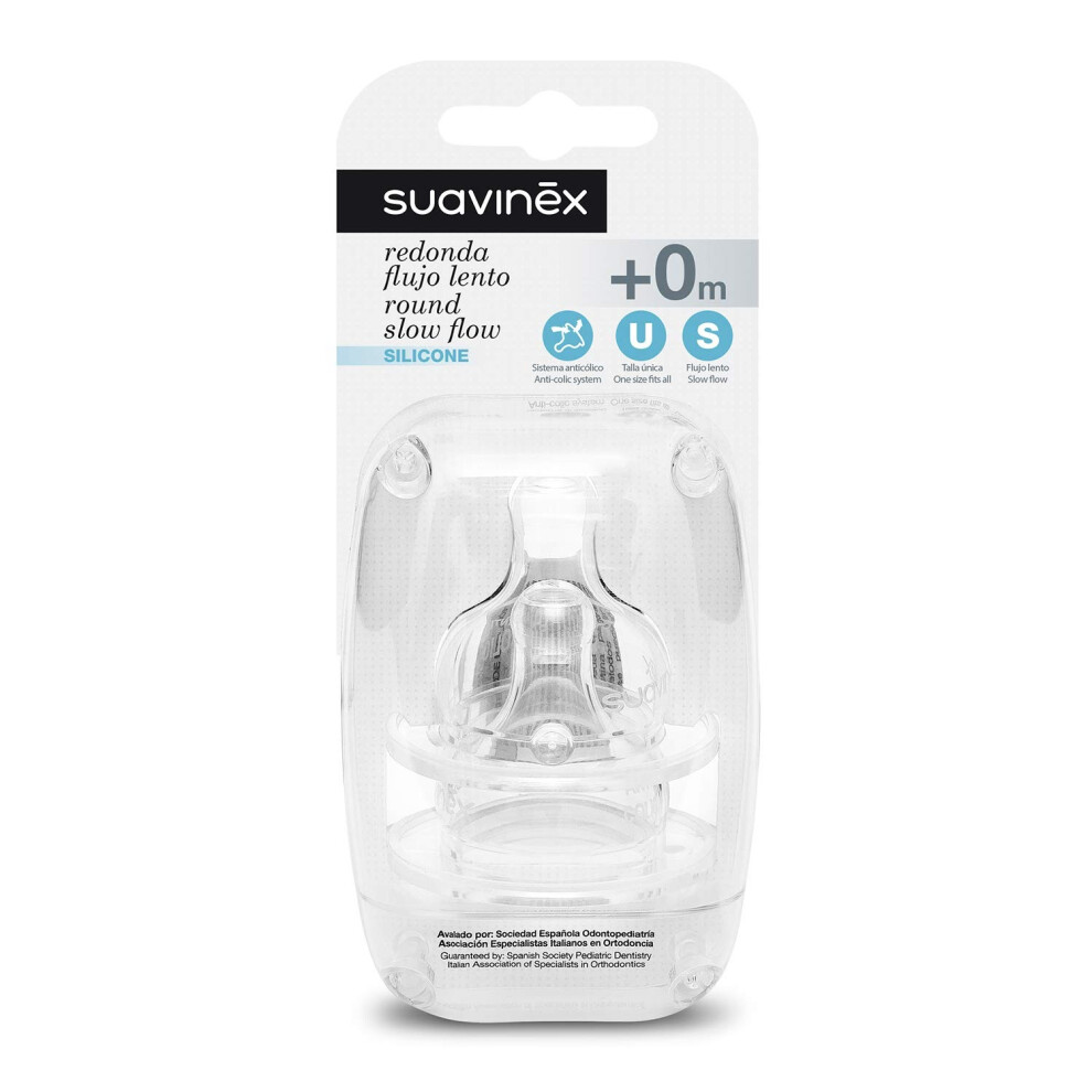 Suavinex Wide Neck Slow Flow Silicone Teat 2's | Anti Colic Teat, Newborn Feeding Teat, Silicone Baby Teat,