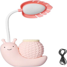 Lampe de bureau LED pour enfants, design escargot, multifonctionnelle,col de cygne USB flexible