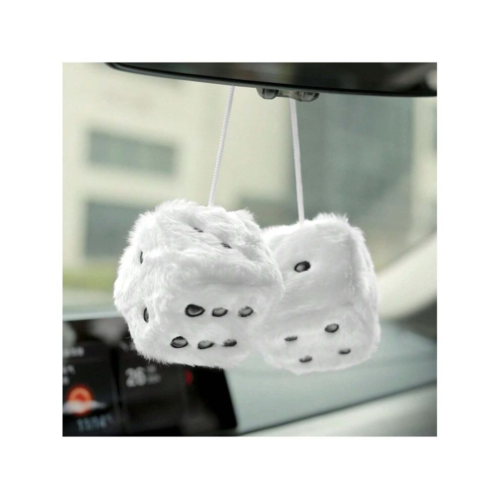 Retro Fuzzy Dice With Leather Dots For Car Mirror 9058772252883