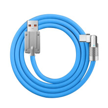 Carregador rápido giratório USB para Tipo-C de 120 W com cabo flexível de silicone.