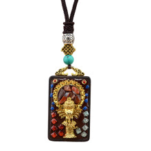Lightweight Ebony Wood Elephant Necklace Hand Carved Design-C