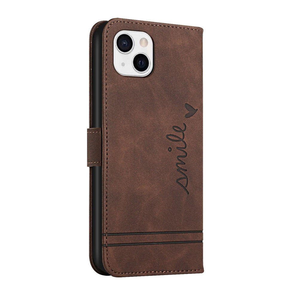Leather Magnetic Closure Case With Flip Wallet Stand Function Cover Compatible Iphone 15: Brown 8147648334738