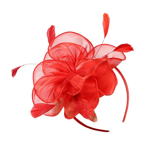 Γυναικεία κορδέλα μαλλιών Vintage Fascinator – Κόκκινη