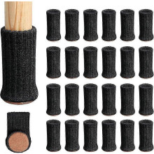 24 Pieces Chair Socks for Chair Legs, Furniture Legs, Non-Slip, Anti-Scratch, Anti-Noise (Black)