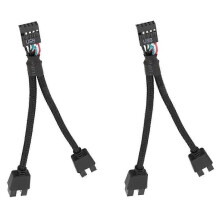 2Pcs Computer Motherboard USB 2.0 9 Pin to Dual 9 Pin Extension Cable Y Splitter Audio HD Extension Cable