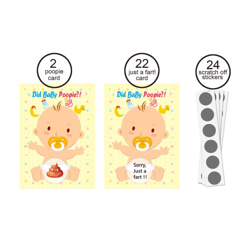 Babyparty-Rubbelkartenspiel: Kacka- oder Pups-Raten