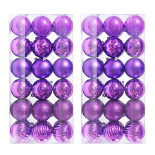 72pcs Purple Christmas Baubles 4cm PVC Ornament Balls