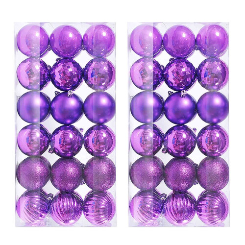 Purple Christmas Tree Ball Baubles 4cm 72 pcs
