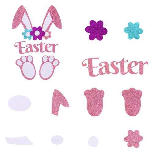 Ensemble d'autocollants en feutrine de Pâques : lapin, œuf, gnome, blanc