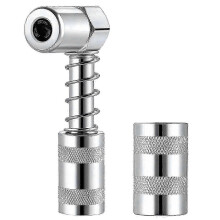90 Degree Grease Coupler Adapter with Sleeve - 3 Jaw Angle Grease Nozzle Accessory