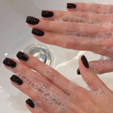 Schwarze künstliche Fingernägel, glänzend, zum Aufkleben, 24 Stück