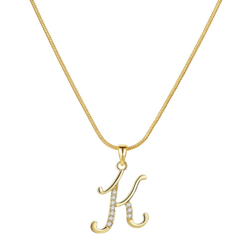 Collier initial plaqué or A-Z26Lettres