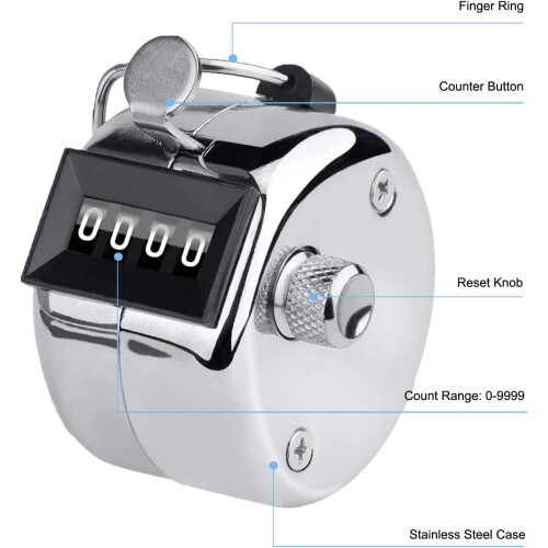 Metal 4-Digit Manual Tally Counter – 2 Pack 2