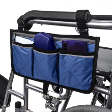 Rullstolsväska med sidopanel och reflexremsa och flaskhållare