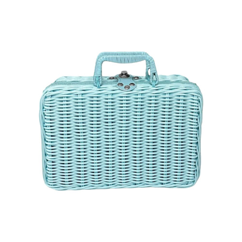 Mini Vintage Wicker Picnic Basket – Sky Blue