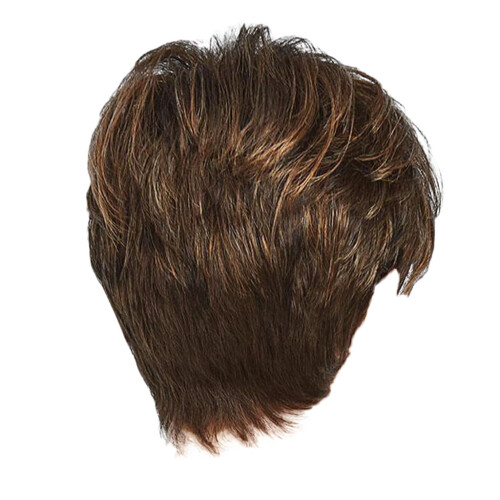 Pixie-Cut-Perücke, dunkelbraun mit blonden Strähnen, synthetisch 1