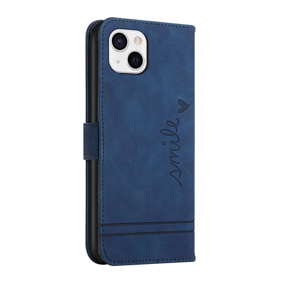 Leather Magnetic Closure Case With Flip Wallet Stand Function Cover Compatible Iphone 15: Blue 8147648334721