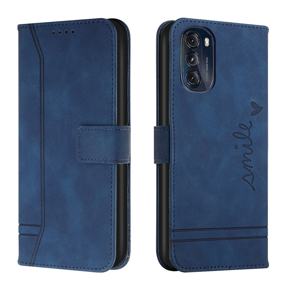 Leather Magnetic Closure Case With Flip Wallet Stand Function Cover Compatible Moto G 5G 2023: Blue 8147648334776