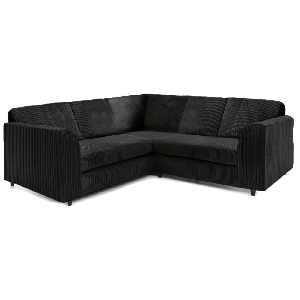 Furniture 786 Hannah Jumbo Cord Full Back 2C2 Corner Sofa Black