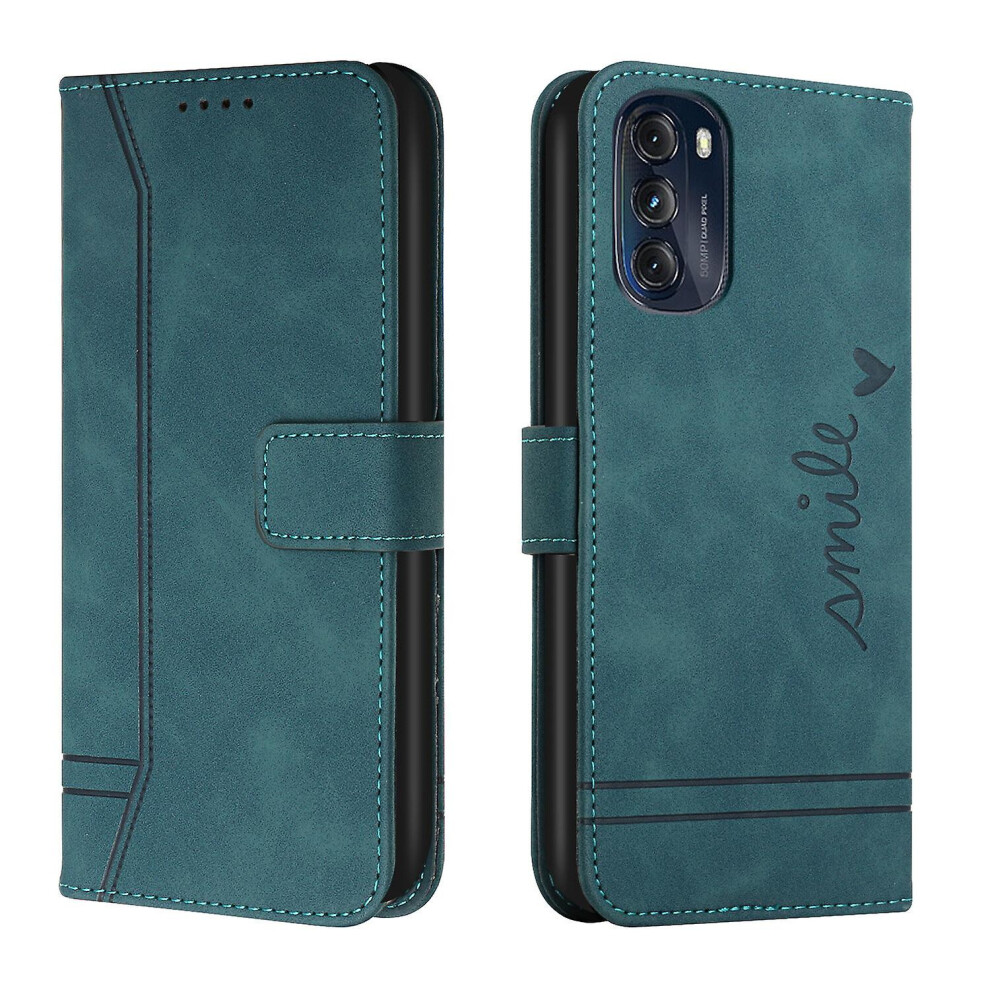 Leather Magnetic Closure Case With Flip Wallet Stand Function Cover Compatible Moto G 5G 2023: Green 8147648334790