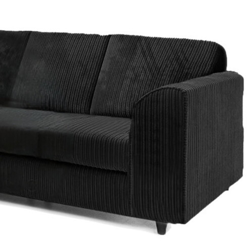Furniture 786 Hannah Jumbo Cord Full Back 2c2 Corner Sofa Black 2