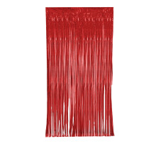 Perdea roșie metalică cu franjuri, 100x200cm