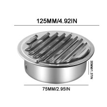 Ruostumattomasta teräksestä valmistettu liesituulettimen tuuletusaukko 80 mm